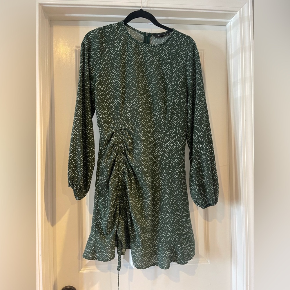 MISSGUIDED Green Polka Dot Dress
